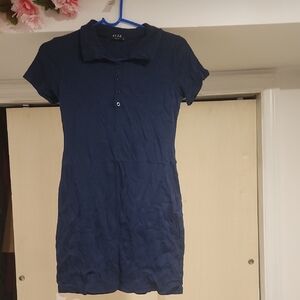 Blue Short Sleeve Polo Dress